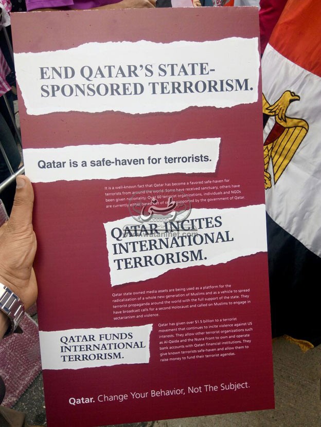 بالصور.. المصريون ينظمون وقفة ضد قطر أمام مقر الأمم المتحدة