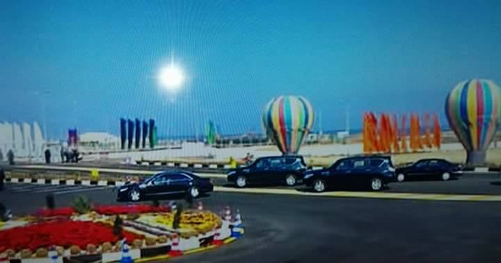 وصول  الرئيس عبد الفتاح السيسي رئيس الجمهورية إلى مقر الاحتفال بافتتاح الإنتاج المبكر من حقل ظهر ببورسعيد