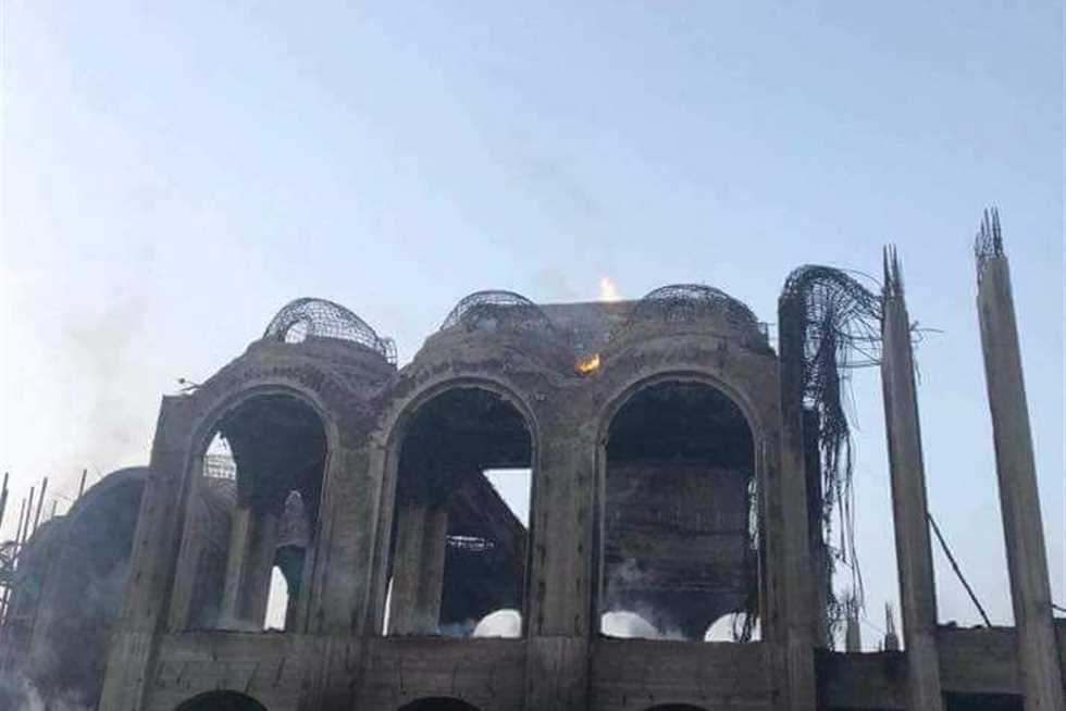 إخماد حريق مبنى تحت الإنشاء بدير مارمينا الإسكندرية واستبعاد الشبهة الجنائية