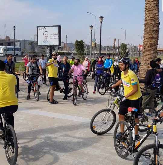 افتتاح مسار الدراجات بطريق جمال عبد الناصر مدينة ٦ اكتوبر