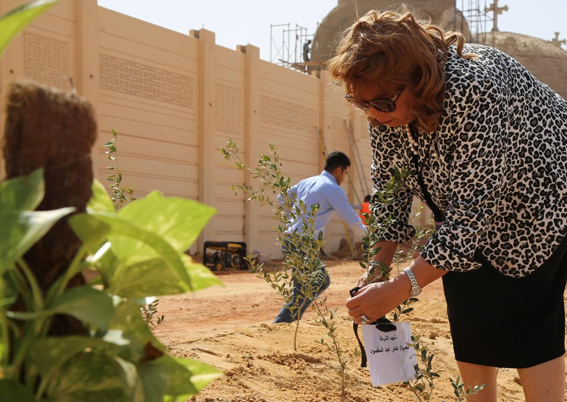  مايا مرسي  تغرس شجرة زيتون بأسم الشهيد هشام بركات
