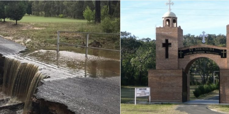 بالصور.. الفيضانات تلحق أضرار بالغة بدير الأنبا شنودة رئيس المتوحدين بأستراليا